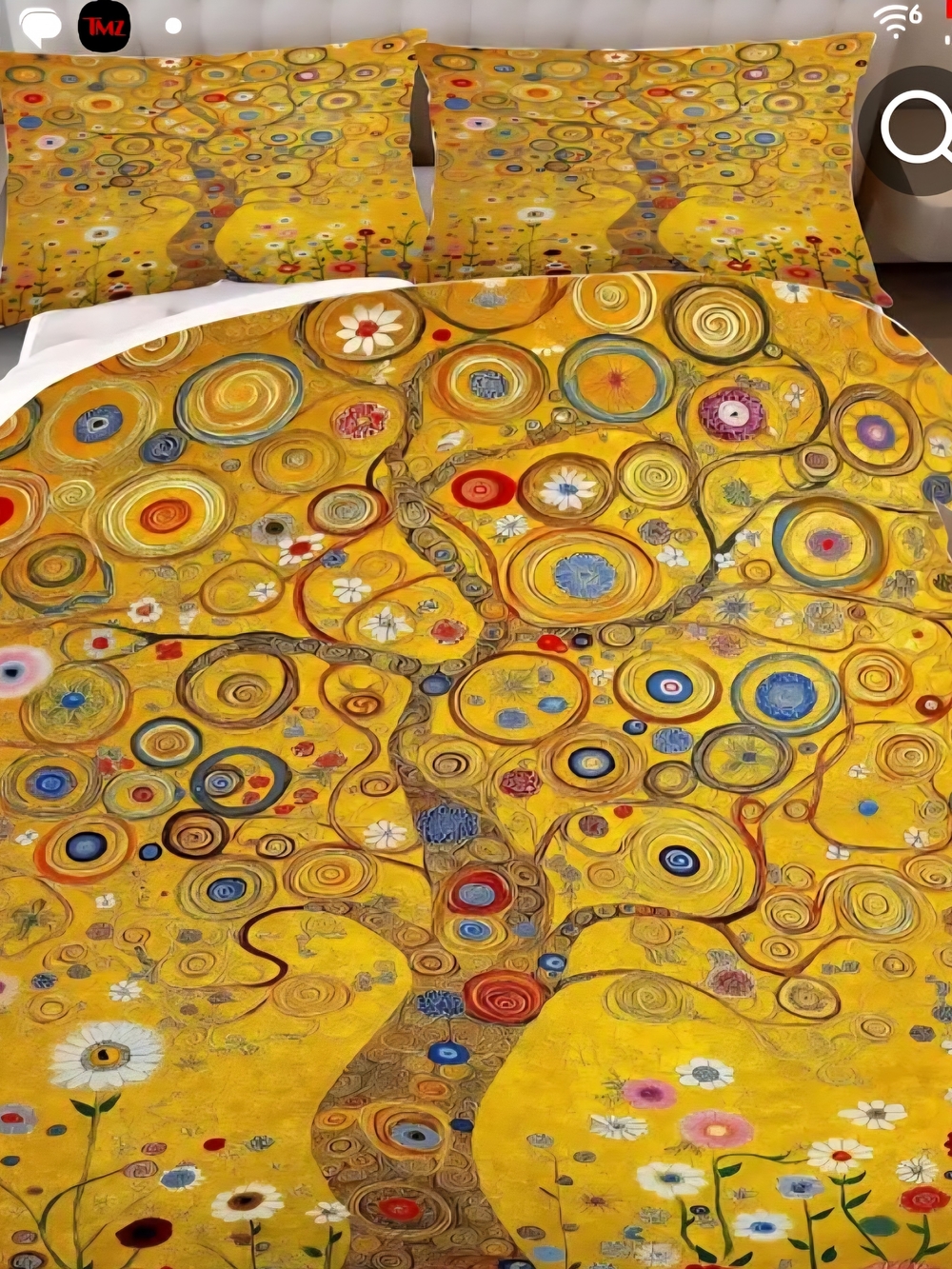 Klimt-Inspired Yellow Tree Duvet Cover Set 103.95x90.16 Inches